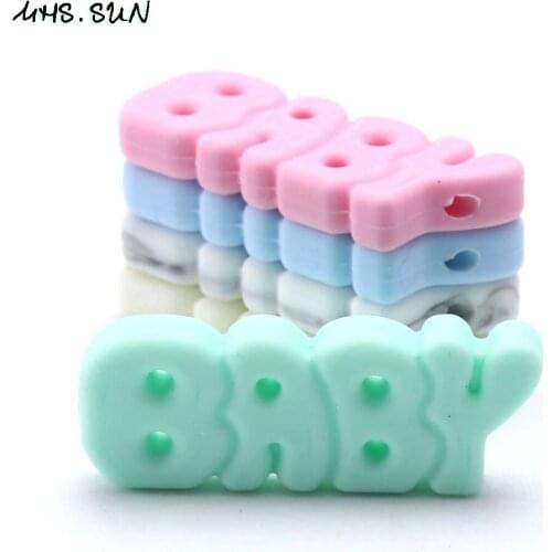 MHS.SUN 5PCS BPA free baby silicone beads diy chewable teether nursing beads for infant toddler necklace teething jewelry