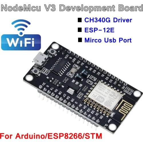 Wireless module NodeMcu v3 CH340 Lua WIFI Internet of Things development board ESP8266 with pcb Antenna and usb port for Arduino