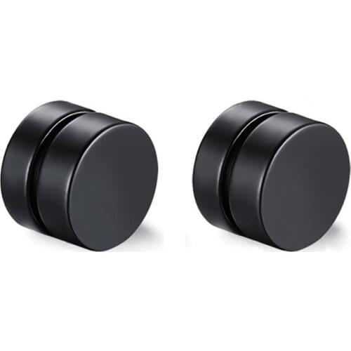 Men Punk Earrings Blue Black Gold-Color Stainless Steel Earring Magnetic Clip on Earring for Boys