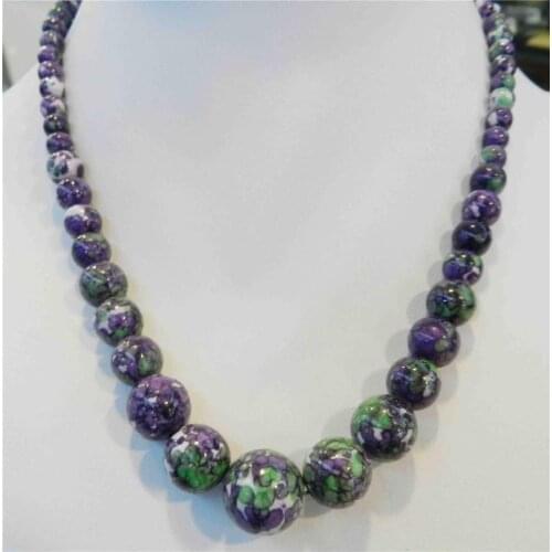 New Fashion Wholesale Price 6-14mm Multicolor Turkey Stone chalcedony Round Beads Necklace 18" JT6801