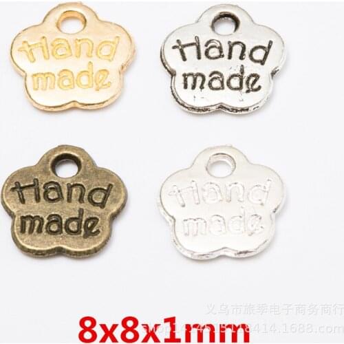 New 50pcs/lot 5 Colors Plated Plum Style Handmade Plate Charms Pendant For Making DIY bracelet necklace Jewelry