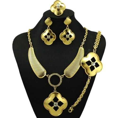 New design fine jewelry sets wholesale african jewelry sets big jewelry sets women necklace gold colour
