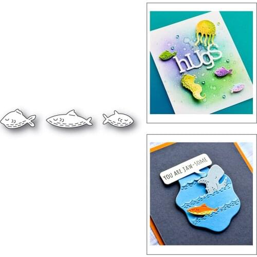 Ocean World Mini Fishes Sets New Stitched Cutting Dies Craft Metal 2021 for DIY Stencil Paper Card Making Decorative No Stamps