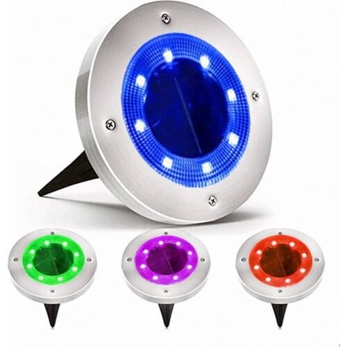 8 LED Solar Buried Light Outdoor RGB Gradual Change Waterproof IP65 Solar Underground Light For Pathway Yard Deck Garden Light