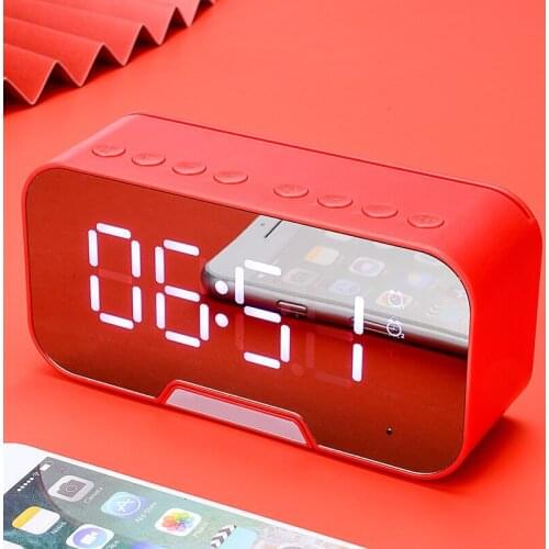 New Arrival 1pc Portable LED Mirror Digital Wireless bluetooth-compatible Speakers Alarm Clock MP3 FM Radio