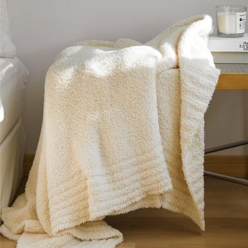 REGINA Brand Summer Thin Knitted Throw Blanket Air Conditioning Room Sofa Bed Breathable Stripe Hairy Microfiber Quilt Blankets