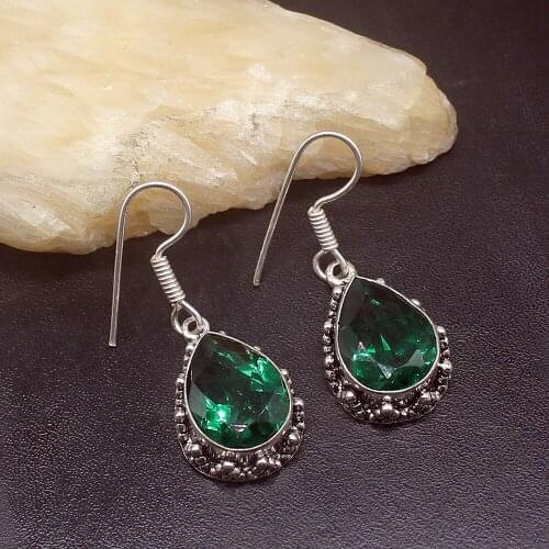 Gemstonefactory Big Promotion Unique 925 Silver Vintage Green Topaz Sunny Women Ladies Gifts Dangle Drop Earrings 20211873