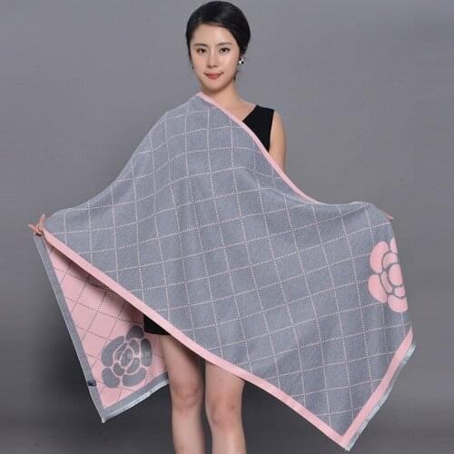 Scarf women Double sided Winter Faux Cashmere Womens Shawl Fashion Female Tippet Scarfs Wrap Warm Pashmina Wool Ladies cape