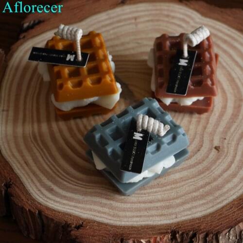 Waffle Cookies Silicone Candle Mold DIY Gypsum Plaster Crafts Mold Biscuits Chocolate Soap Silicon Molds For Candle Resin