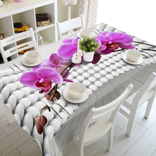 3D Tablecloth Beautiful Purple Flowers Pattern Waterproof Cloth Thicken Rectangular Wedding Table Cloth Home Textile