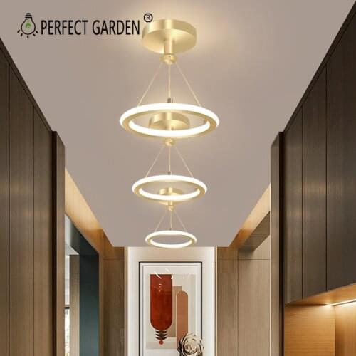 220V LED Chandelier Ceiling Light For Entrance Corridor Aisle Bedroom Light Minimalist Gold Black Surface Mounted Pandent Light