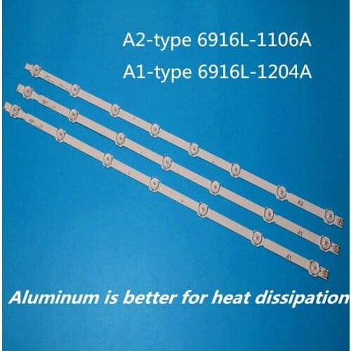 630mm 7/8leds LED Strips for LG Sumsang 32"ROW2.1 Rev0.9 TV 6916L-1204A/1205A/1296A/1295A/1440A/1439A 32LN613V 3pcs