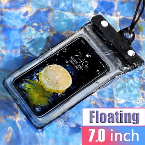 7inch Waterproof Floating Air Phone Bag Swimming Bags River Trekking Diving Beach Swimming Pool Water Storage Shoulder Bag