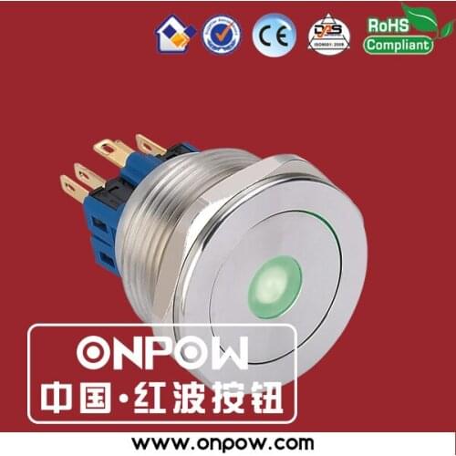 ONPOW 28mm 1NO1NC super flat surface momentary dot illuminated LED waterproof push button switch GQ28PF-11D/G/12V/S