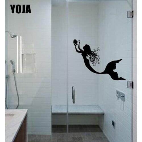 YOJA 9x21.4CM Stylish Mermaid Pattern Bathroom Glass Wall Sticker G2-0018