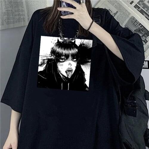 Harajuku Summer O-Neck Womens T-shirt Gothic Lolita Anime T-shirt 90s Oversized T-shirt Ulzzang Punk Aesthetic kawaii Clothes