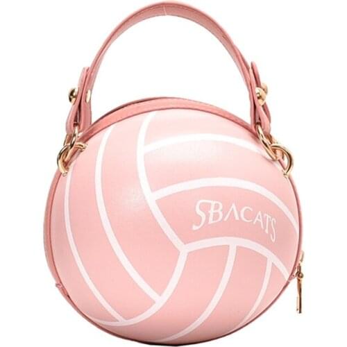 Women Football Volleyball Round PU Leather Shoulder Crossbody Bag Chain Satchel 20CA