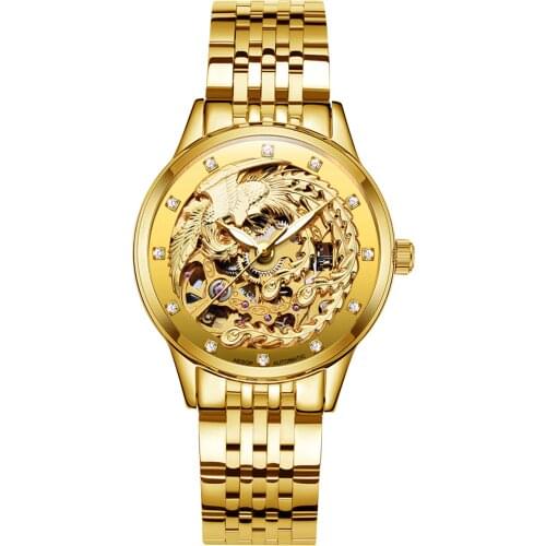 AESOP Golden Skeleton Tourbillon Watch Women Automatic Mechanical Sapphire Crystal Wrist Watch Female Clock Relogio Feminino