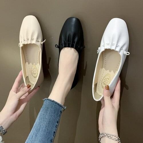 COOTELILI Women Shoes For Woman Flats New Fashion Shoes Flat Heel Women Slip On Black Beige white Summer Autumn Casual 35-40