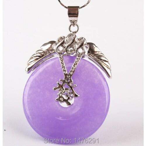 30x30MM New Fashion Imitation Purple Jades Circle Wealth Pendant 1PCS