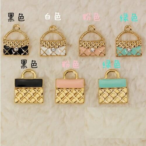 20pcs/lot Fashion bag pendant Enamel Charm DIY accessories of necklace bracelet apparel Decoration Jewelry phone handmade