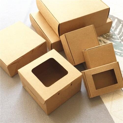 24pcs DIY Kraft Paper Box Gift Boxes For Wedding Favors Birthday Candy Cookies Christmas Jewelry Package Boxes Party Supplies