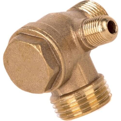 3 Port Brass Male Threaded Check Valve Connector Tool for Air Compressor Prevent Water Backflow