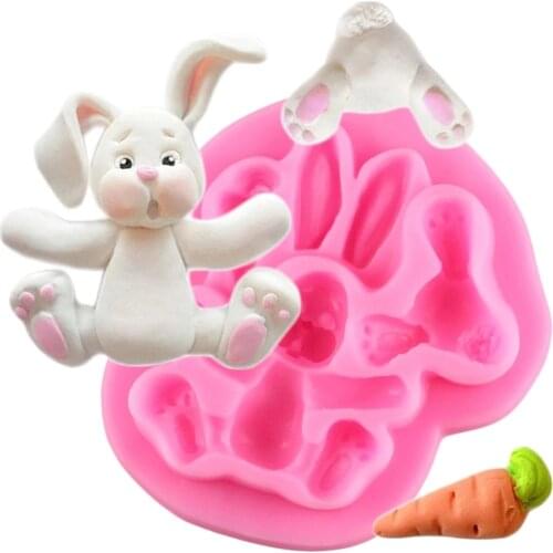 3D Rabbit Easter Bunny Silicone Mould Fondant Cake Molds Cupcake Decorating Tools Confeitaria Chocolate Mold Kitchen Accessories