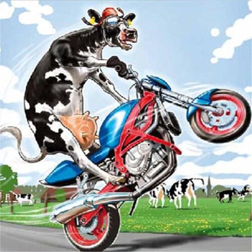 Diamond Embroidery Cows Full Square Diamond Painting Cartoon Motorcycle Cross Stitch Rhinestones Diamond Mosaic Patterns decor