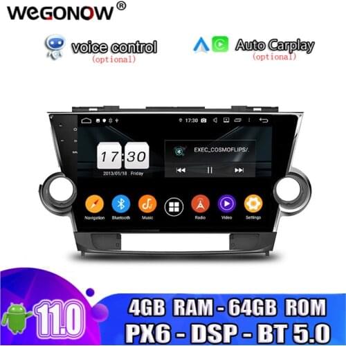 Android10 64GB ROM 4GB 8core IPS Car DVD Player Wifi Bluetooth 5.0 RDS RADIO GPS Glonass map For Toyota Highlander 2009-2014