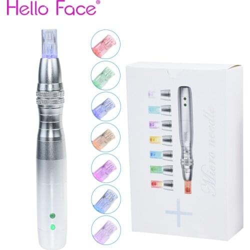 Electric Derma Pen 7 Color Lights LED Photon Beauty derma Pen Auto Rechargeable Skin Care Tools Cosmetic Microneedling Kits