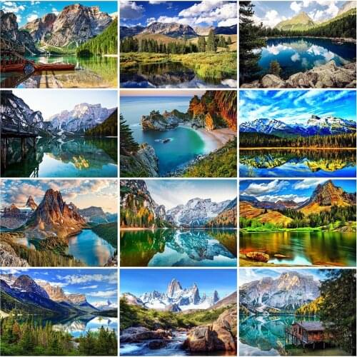 Evershine 5D DIY Diamond Embroidery Mountain Diamond Painting Full Square Mosaic Landscape Picture Of Rhinestone Home Decor Gift