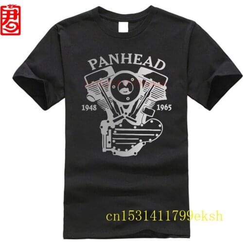 Print T-Shirt Mens Short Bikershirt PANHEAD T-Shirt Chopper Bobber Shovelhead Evolution Twin Cam O-Neck Hipster Tshirts