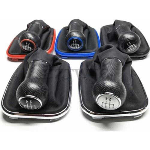 Free Shipping 5 Speed PU Leather Shifter Stick Gear Shift Knob With Dustproof Cover For VW Golf GTi MK4 R32 Bora MK4 Jetta