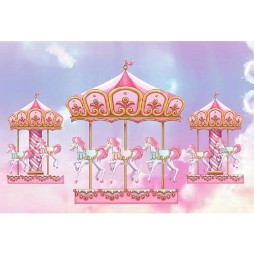 Merry-go-round backgrounds photography vinyl children portrait photo backdrops for photographer studio props fotografia lv-1552