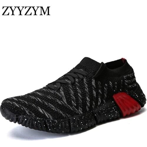 ZYYZYM Men Fashion Sneakers Lace-Up Style Breathable Mesh Male Shoes Fashion Flats Men Casual Shoes