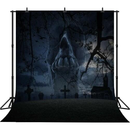 Lyavshi Seamless photography background horrible skull cemetery Halloween theme backdrop professional photo studio background