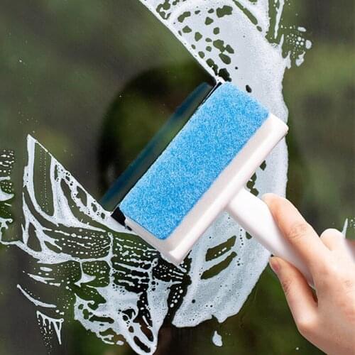 Multifunctional Two-In-One Window Glass Scraper Tile Cleaning Brush Double-Sided Mirror Sponge Brushes Household Cleaning Tools