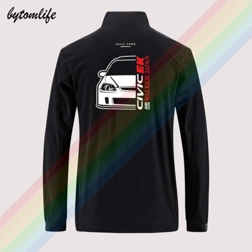 Honda Civic EK Walker Japan Slim Sport Jacket Windbreaker Zipper Thin Jacket Mens Casual Back Printing Jacket Asian Size