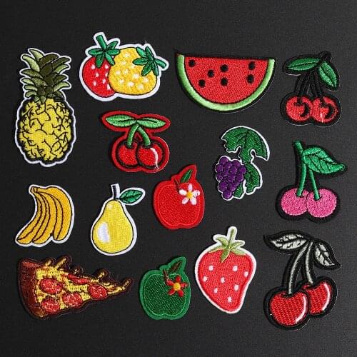 Fruit Embroidery Patch Heat Transfers Iron On Cherry Banana Badge Sew On Patches for Clothing DIY Clothes Sticker Decor Applique