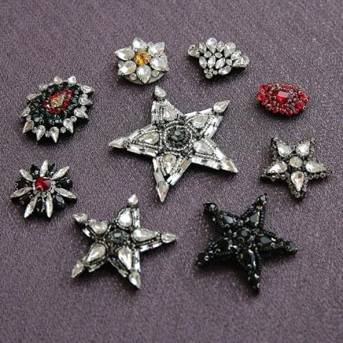 Handmade Rhineston beaded Patches ,water drop star patch for clothing beading Applique patch