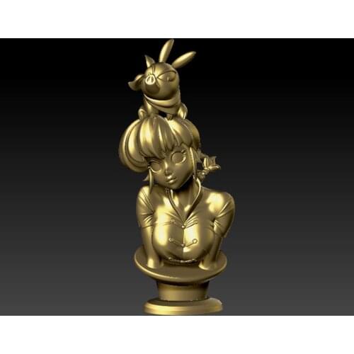 New 3D carved figure sculpture wear hat cartoon girl 3d model for cnc machine in STL file format -Anime Little sister