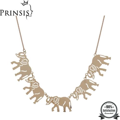 2019 New Womens Gold Fashion Jewelry 5 Elephant 16" Short Necklace EE90 Gift For Girls Wholesale Best Quliaty Drop Shipping