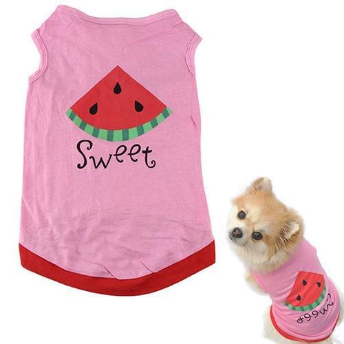 Pet Puppy Dog Clothes Cotton Pink Watermelon Printed T-Shirt Vest Apparel Dog Vests