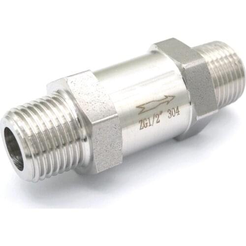 1/2" NPT Male 304 Stainless Steel One Way Non-return Check Valve Water Gas Oil 64 Bar