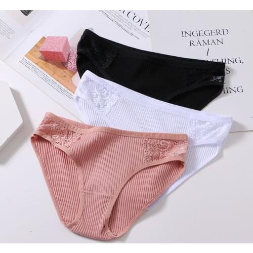 KISS WIFE Cotton Underwear Womens Panties Comfort Underpants Floral Lace Briefs For Woman Sexy Low-Rise Pantys Intimates M -XXL