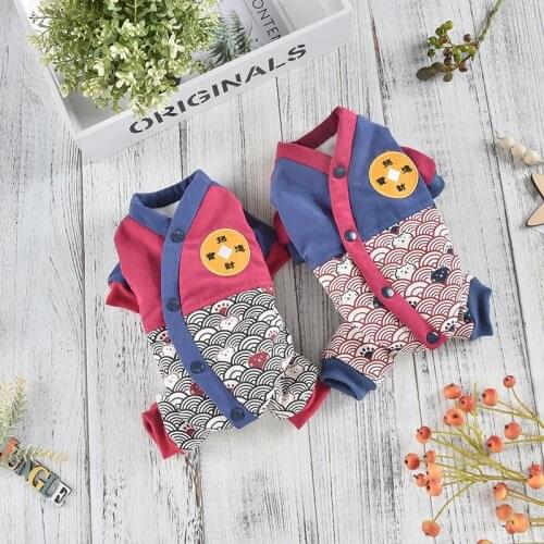 Spring Festival Dog Clothes Winter Pet Clothing Chinese New Year Dog Costume Jumpsuit Puppy Apparel Outfit Garment Tang Suit