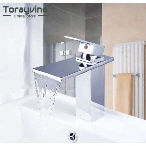 Grand and Special Feature Basin Faucet Chrome Polished Single Handle Ceramic Hot Cold Waterfall Mixer Positive Basin Faucet
