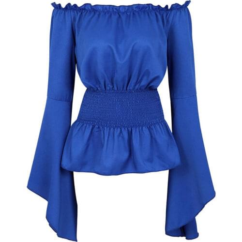 Shirt Long Sleeve Women Renaissance Medieval Chemise Victorian Girls Gothic Retro Peasant Wench Off Shoulder Blouse Resist Top