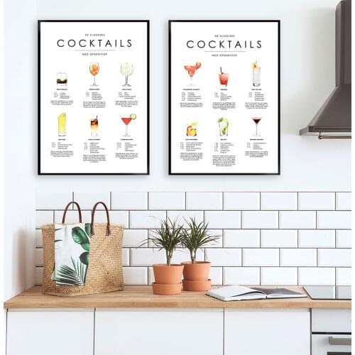 Nordic Modern Style Different Kinds of Drinks and Cocktails Canvas Painting Poster Print Picturte for Living Room Decor Wall Art